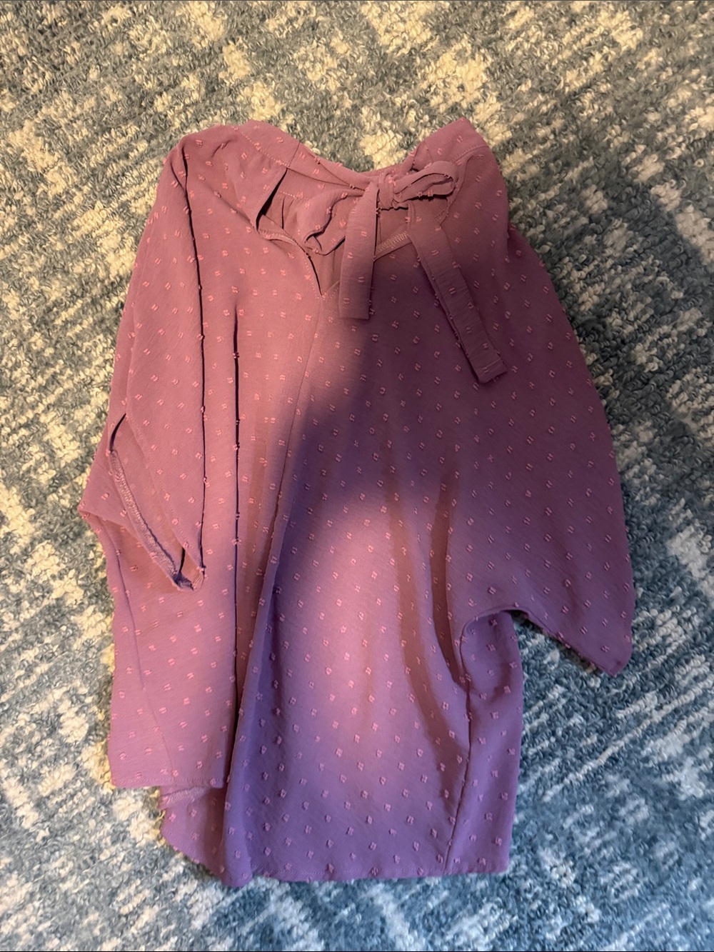 SHEIN Mauve Pink Dot Mock Neck Blouse - Picture 2 of 2